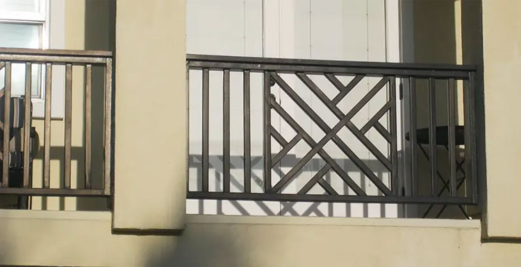 Modern glass and aluminum handrail installation in Brea home